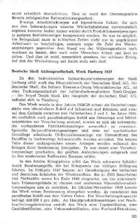 Deutsche Shell Aktiengesellschaft, Werk Harburg 1927