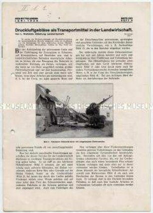 Druckluftgebläse als Transportmittel in der Landwirtschaft. (O) AEG-Mitteilungen Heft 6, Juni 1929