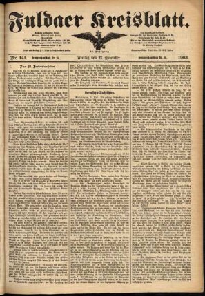 Zweite Ausgabe vom Freitag, den 27. November 1903.