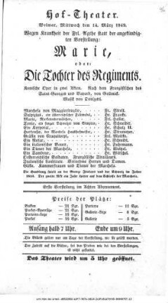 Marie, oder: Die Tochter des Regiments