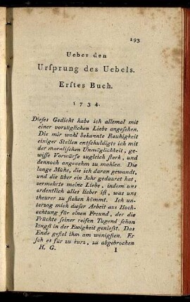 Ueber den Ursprung des Uebels.