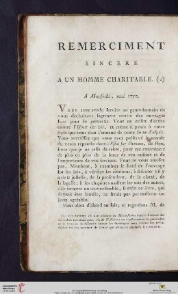 Remerciment sincère à un homme charitable