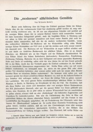 1: Die "modernen" altkölnischen Gemälde