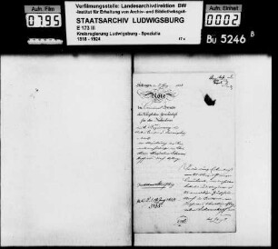Heimatrechtsverhältnisse der im Zuchthaus zu Heilbronn befindlichen Maria Magdalena Christina Schwarzkopf, geb. 19.06.1781 in Asperg sowie deren Zuteilung an diese Gemeinde