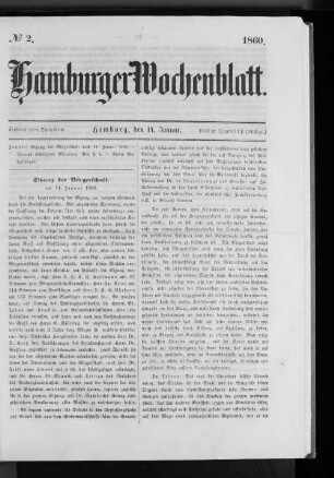 Nr. 2 1860. Hamburger Wochenblatt.