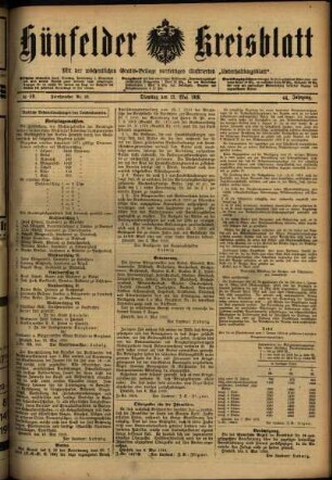 Ausgabe vom Dienstag, den 13. Mai 1919.
