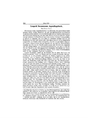 Leopold Sonnemanns Jugendtagebuch