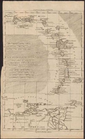 Carte Des Isles Antilles ou du Vent, Avec La Partie Orientale Des Isles Sous Le Vent