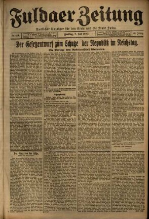 Ausgabe vom Freitag, den 07. Juli 1922.