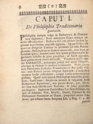 Caput I. De philosophia traditionaria generatim.