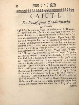 Caput I. De philosophia traditionaria generatim.