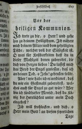 Vor der heiligen Kommunion.