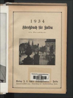1934: Adreßbuch für Fulda, die Barockstadt