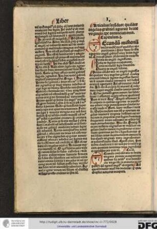 Articulus secundus, qualiter angelus Grabriel (!) apparuit beate virgini in tempore annunciationis.