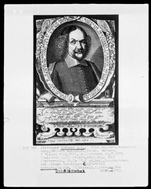 Balthasar Mentzer der Jüngere (1614-1679), 1640-1646 Professor der Philosophie in Marburg