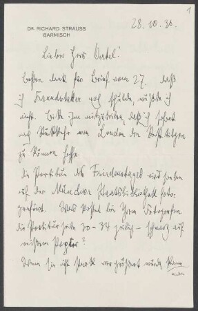 Sammlung aus dem Nachlass von Richard Strauss (1864-1949) – BSB Ana 330, 330.I. Oertel, Johannes. Richard Strauss (1864-1949) Sammlung: Briefe an Johannes Oertel - BSB Ana 330.I. Oertel, Johannes