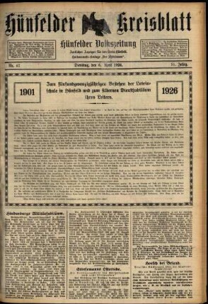 Ausgabe vom Dienstag, den 06. April 1926.