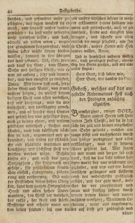 Gebeth, welches auf das angestellte Reformations-Fest nach den Predigten andächtig abzulesen