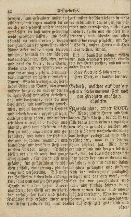 Gebeth, welches auf das angestellte Reformations-Fest nach den Predigten andächtig abzulesen