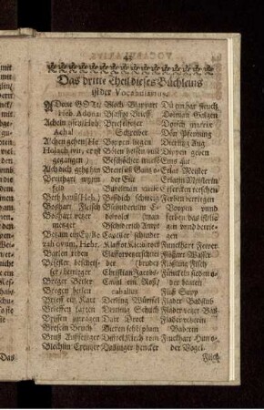 Das dritte Theil dieses Büchleins ist der Vocabularius