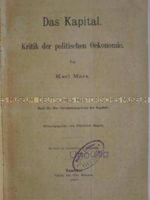 Das Kapital, Bd. 2, 1. Aufl.