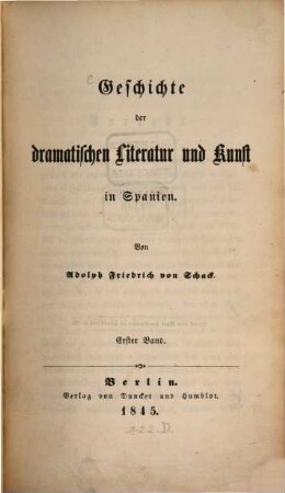 Geschichte der dramatischen Literatur und Kunst in Spanien, 1