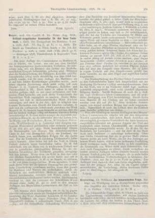 359-360 [Rezension] Meyer, Heinr. Aug. Wilh., Kritisch-exegetischer Kommentar über das Neue Testament. 1. Abth.: Das Evangelium des Matthäus. 6., rev. u. verb. Aufl