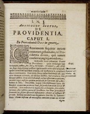 Articulus Sextus. De Providentia.