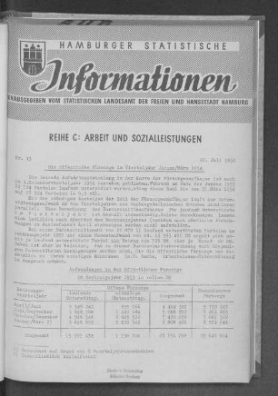Die öffentliche Fürsorge im Vierteljahr Januar/März 1954 : Nr. 13