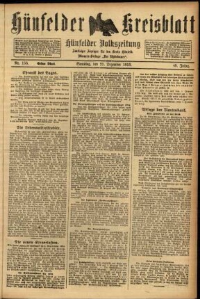 Erste Ausgabe vom Samstag, den 22. Dezember 1923.