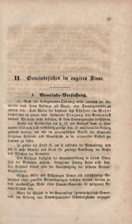 II. Gemeindesachen im engeren Sinne.