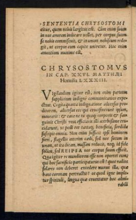 Chrysostomus In Cap. XXVI. Matthaei Homilia LXXXIII.
