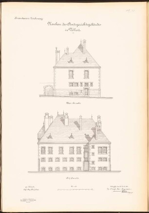 Amtsgericht, Velbert: Westansicht, Hofansicht 1:100