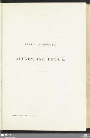 Erster Abschnitt. Allgemeine Physik