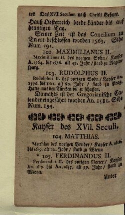Kayser des XVII. Seculi