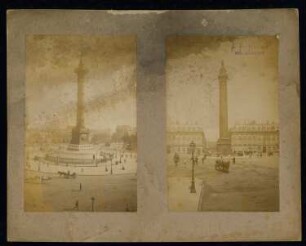Place de la Bastille und Place Vendôme, Paris: Platzansicht jeweils mit Säule
