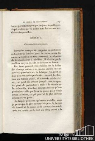 SECTION II. Conservation en fosses.