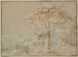 Landschaft mit Dorfteich
