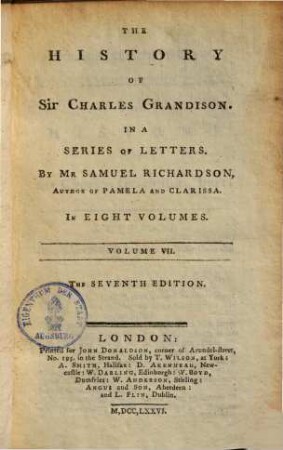 The history of Sir Charles Grandison : In a series of letters, 7