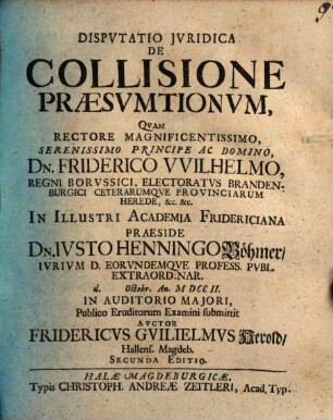Dispvtatio Jvridica De Collisione Præsvmtionvm