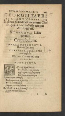 Georgii Fabricii Chemnicensis ... Hymnorum Liber primus.