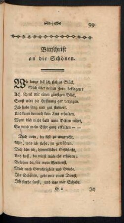 Bittschrift an die Schönen