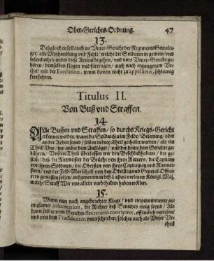 Titulus II. Von Buß und Straffen