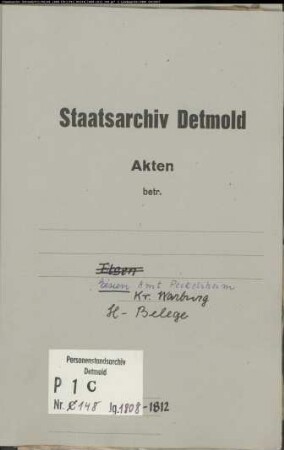Belegakten zum Heiratsregister der katholischen Gemeinde Eissen, Kreis Warburg (1808-1812)