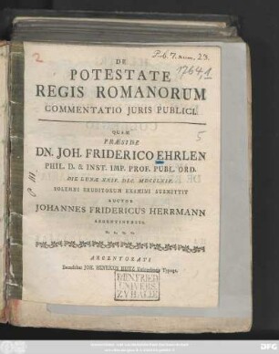 De Potestate Regis Romanorum Commentatio Juris Publici