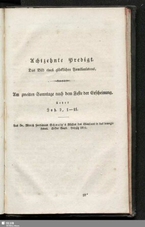 Achtzehnte Predigt. Das Bild eines glücklichen Familienlebens