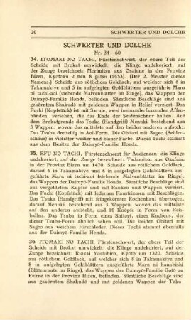 Schwerter und Dolche. Nr. 34-60