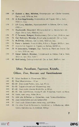 Silber, Porzellane, Fayencen, Kristalle, Gläser, Zinn, Bronzen und Verschiedenes (Nr. 81-203)