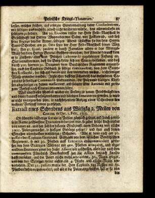 Extract eines Schreibens aus Wielitzka...