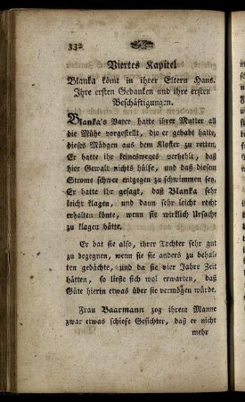 Viertes Kapitel. Blanka kömt in ihrer Eltern Haus. Ihre ersten Gedanken und ihre ersten Beschäftigungen.
